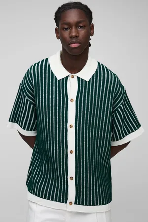 Boohoo Camisa Oversize Recta De Manga Corta Y Punto Con Estampado De Rayas