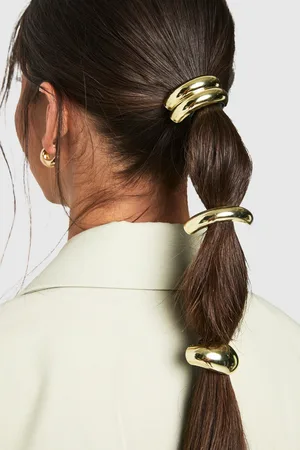 Boohoo Pack De 3 Gomas Para El Pelo Doradas