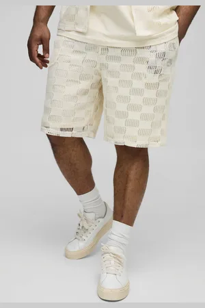 Boohoo Pantalón Corto Plus De Punto Calado Con Estampado De Cuadros