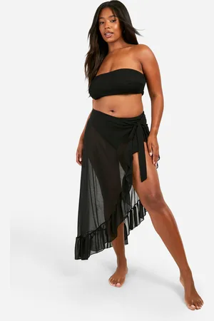 Boohoo Pareo Plus Para La Playa De Chifón Con Volante