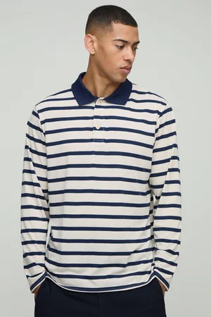 Boohoo Polo De Rugby De Manga Larga Con Botones Y Rayas