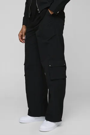 Boohoo Pantalón Cargo De Pernera Ancha Y Nailon Fruncido Con Cintura Fija