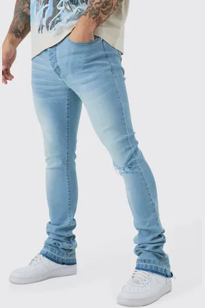 Boohoo Vaqueros Pitillo De Campana Con Pernera Plisada Y Rodilla Rota