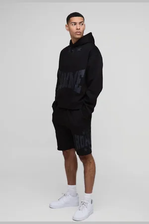 Boohoo Chándal Oversize Recto De Pantalón Corto Con Capucha Y Estampado Homme