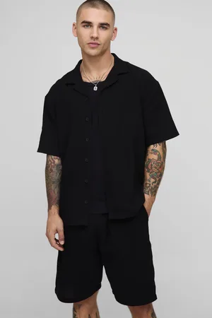 Boohoo Conjunto Oversize De Pantalón Corto Holgado Y Camisa De Estopilla Con Solapas