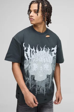 Boohoo Camiseta Oversize Rota Con Estampado Gráfico