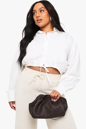 Boohoo Camisa Plus De Algodón Con Botones Y Atadura
