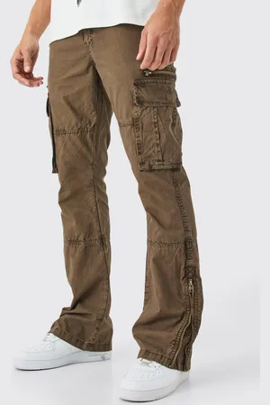 Boohoo Pantalón De Campana Ajustado Con Cremallera, Refuerzo Y Lavado De Ácido Sobreteñido
