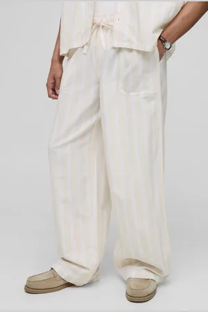 Boohoo Pantalón Holgado Efecto Lino Con Cintura Elástica Y Rayas