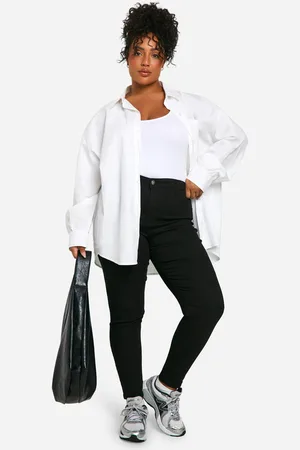 Boohoo Vaqueros Plus Pitillo Elásticos De Tiro Súper Alto