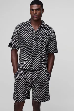 Boohoo Pantalón Corto Holgado Y Camisa Oversize Recta De Croché