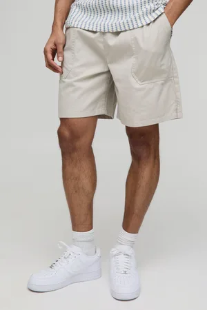 Boohoo Pantalones Cortos De Sarga Elásticos Holgados Con Abertura En El Bajo