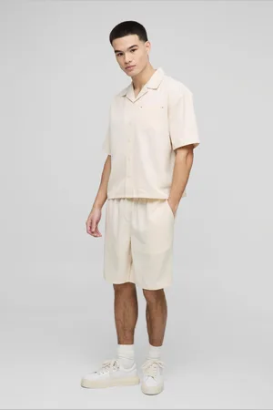 Boohoo Conjunto Oversize De Pantalón Corto Y Camisa De Sarga Suave Con Bolsillos