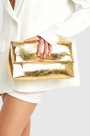 Boohoo Bolso De Mano Grande Metálico Plegable