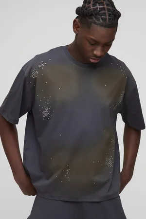 Boohoo Camiseta Oversize Recta Con Lavado A La Piedra E Incrustaciones