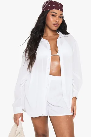 Boohoo Camisa Plus Oversize Essentials Para La Playa