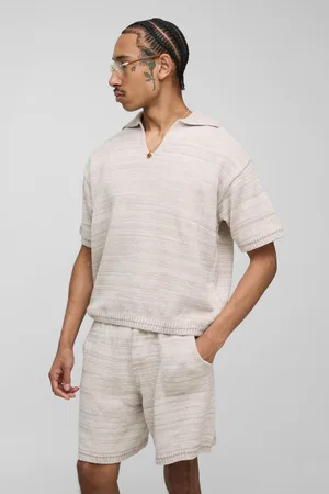 Boohoo Conjunto De Pantalón Corto Holgado Y Polo Oversize Recto De Punto Jaspeado