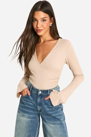 Boohoo Top Cruzado De Manga Larga Y Canalé Cardado