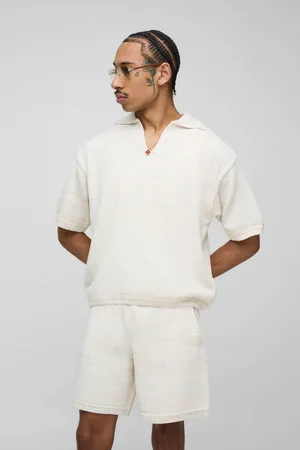 Boohoo Conjunto De Pantalón Corto Holgado Y Polo Oversize Recto De Punto Jaspeado