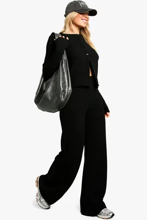 Boohoo Conjunto Coordinado De Pantalón De Pernera Ancha Y Cárdigan De Canalé