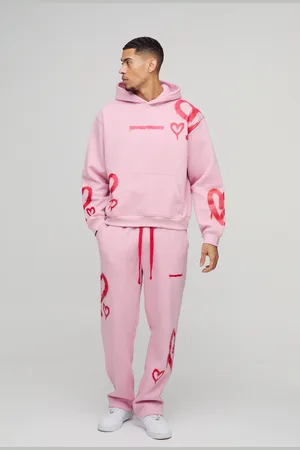 Boohoo Chándal Oversize Recto Con Capucha Y Estampado De Corazones