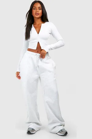 Boohoo Conjunto De Pantalón Deportivo De Pernera Recta Y Top De Manga Larga Y Canalé Con Cremallera Doble