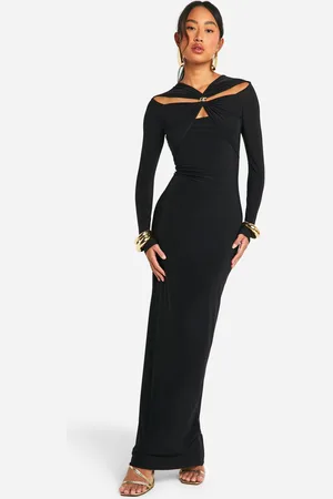 Boohoo Vestido Maxi Con Ribete Y Abertura
