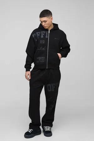 Boohoo Chándal Oversize Recto Official Con Capucha, Cremallera Y Estampado En Tonos Neutros