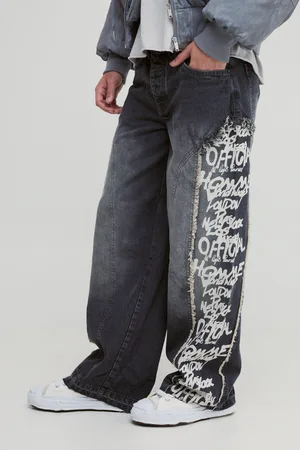 Boohoo Vaqueros Holgados Sin Tratar Con Panel Estampado