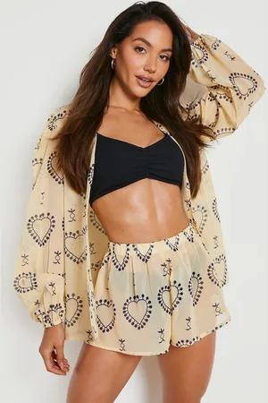 Boohoo Conjunto Coordinado Para La Playa De Pantalón Corto Y Camisa Estampada