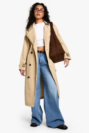 Boohoo Gabardina Maxi Con Cinturón