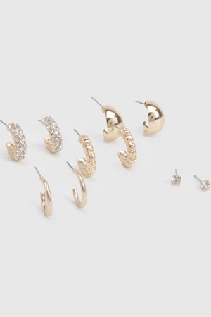 Boohoo Pack De 5 Pares De Pendientes Dorados De Aro
