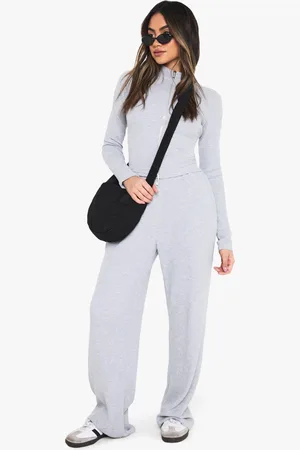 Boohoo Chándal De Pantalón Deportivo De Pernera Ancha Y Top De Tela Gofre Con Cremallera