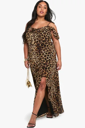 Boohoo Vestido Lencero Plus De Chifón Con Volante Y Hombros Descubiertos