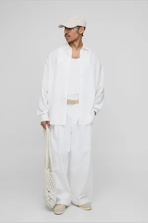 Boohoo Conjunto Súper Oversize De Pantalón Holgado Y Camisa Plisada De Mezcla De Lino