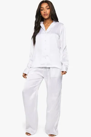 Boohoo Pijama De Novia De Raso Con Pantalón Largo Y Camisa De Manga Larga