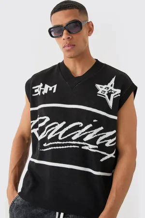 Boohoo Top Sin Mangas Recto Oversize Con Estampado De Motociclismo Y Escote De Pico