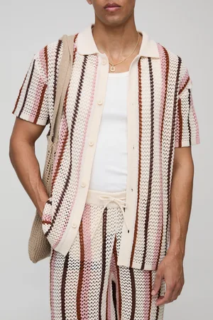 Boohoo Camisa Recta De Punto Calado Con Rayas