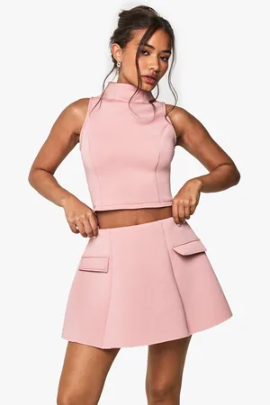 Boohoo Falda Acampanada De Scuba Con Bolsillo