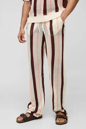 Boohoo Pantalón Deportivo Holgado De Punto Calado Con Rayas