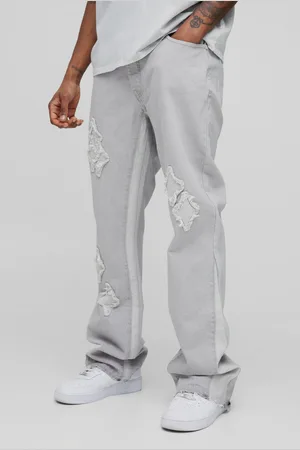 Boohoo Vaqueros Tall De Campana Ajustados Con Refuerzos Y Apliques