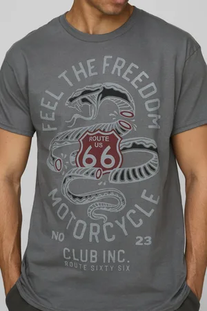 Boohoo Camiseta Oversize Color Carbón Con Estampado De Route 66