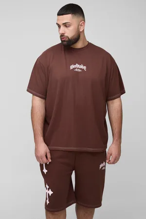 Boohoo Conjunto Plus Oversize De Pantalón Corto Y Camiseta Con Estampado Worldwide De Cruz