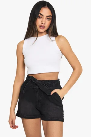 Boohoo Pantalón Corto Vaquero Con Cintura Paperbag