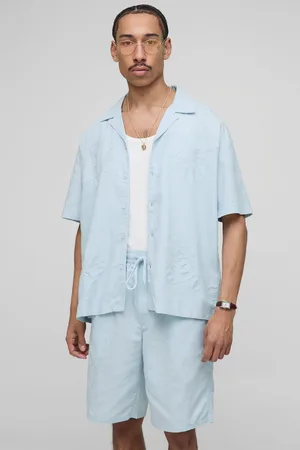 Boohoo Conjunto Oversize De Camisa De Organdí Con Apliques Y Pantalón Corto Holgado De Mezcla De Lino