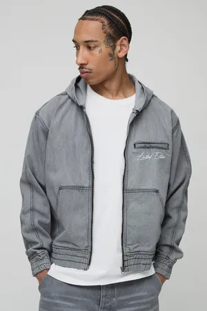 Boohoo Sudadera Vaquera Recta Con Bordado Y Capucha