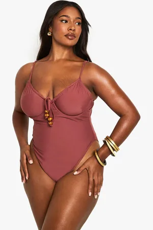 Boohoo Bañador Plus Con Atadura Frontal Y Cuentas