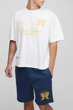 Boohoo Conjunto Oversize Recto Con Bordado Homme De Pantalón Corto Y Camiseta