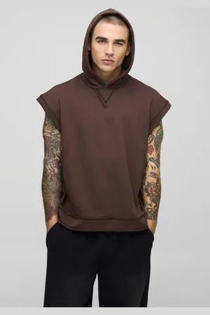 Boohoo Sudadera Oversize Recta Sin Mangas De Tela Rizo Con Filo Sin Acabar Y Capucha