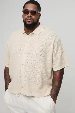 Boohoo Camisa Plus Recta De Manga Corta Y Punto Calado